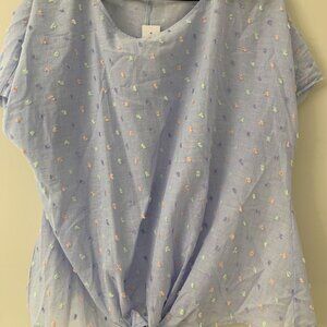 NWT Loft Sz L Blue Blouse Top